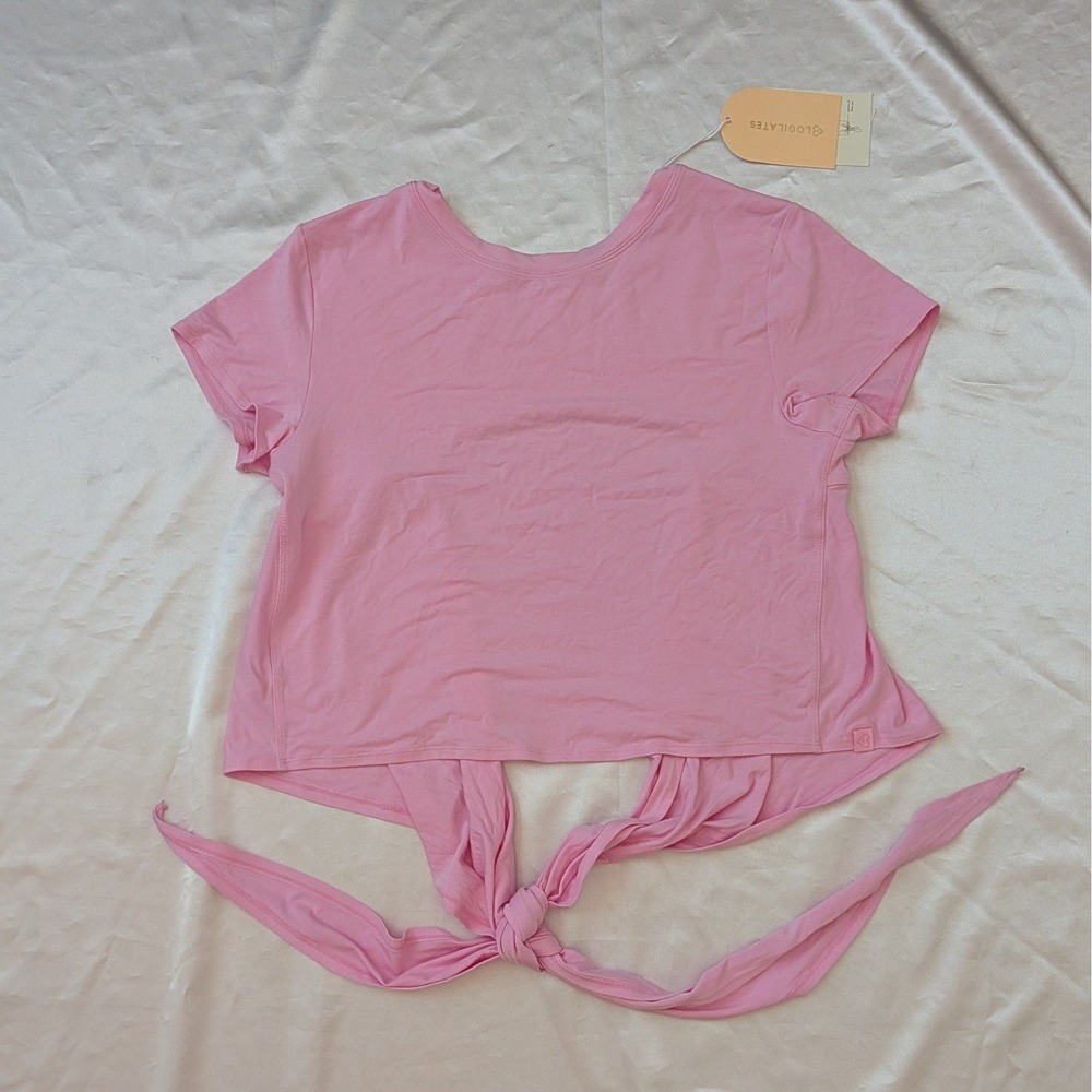 New Blogilates Women's Bow Back Activewear T-Shirt Tee Light Pink 1X (14-16)